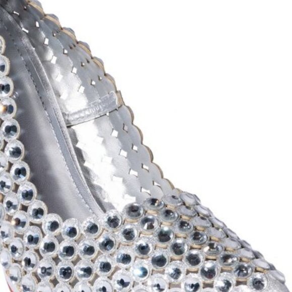 AZALEA WANG " ALL ABOUT ME " RHINESTONE EMBELLISHED PUMP IN SILVER ( BRAND NEW - Picture 2 of 7